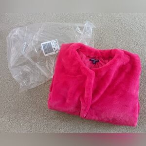 Roaman's Vibrant Pink Faux Fur Coat SZ 26- 28